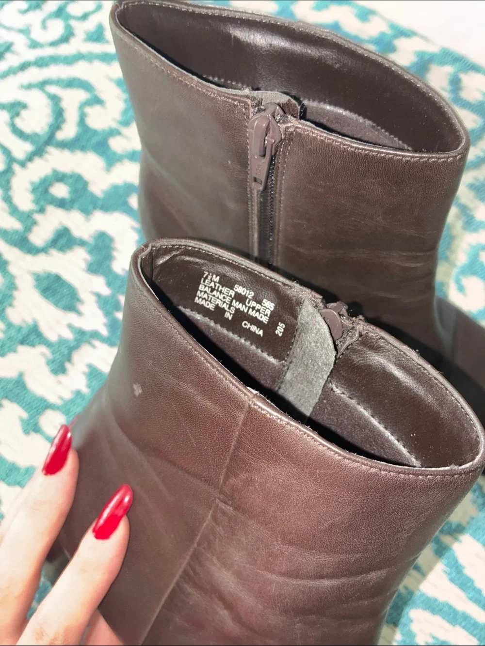 Laura Scott Vintage Brown Leather Women’s Ankle Booties with Side Zip Sz 7 1/2